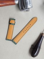 Moss green lizard leather watch strap (8)