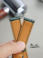 Moss green lizard leather watch strap (9)