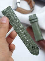 handmade moss green stingray leather watch strap (5)