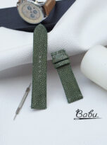 handmade moss green stingray leather watch strap (6)