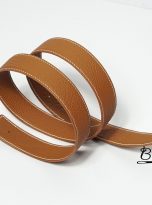 golden brown Togo leather belt handcrafted (10)