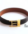 Premium Calf leather belt handcrafted, Black Epsom-Togo Leather Belt LB090