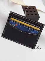 black Togo calf leather card holder handmade (4)