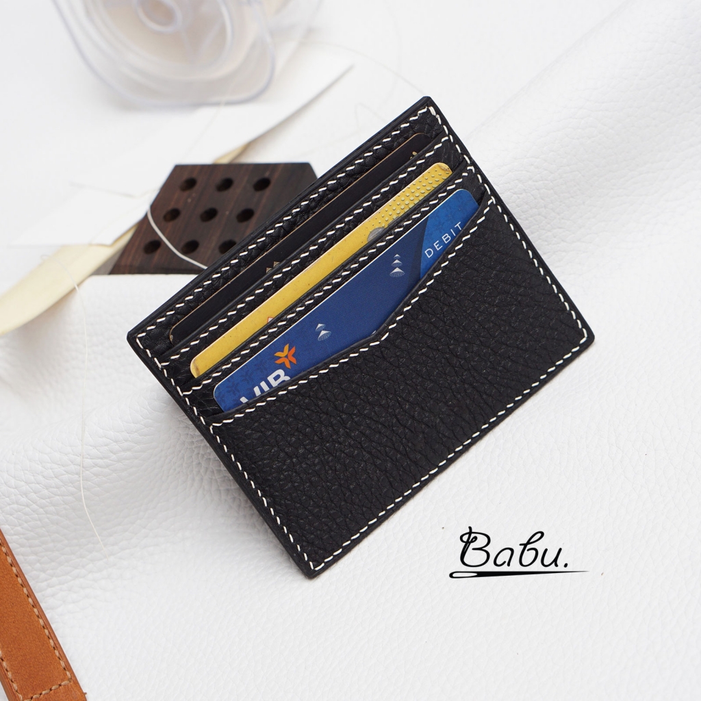 Togo leather credit card wallet handcrafted