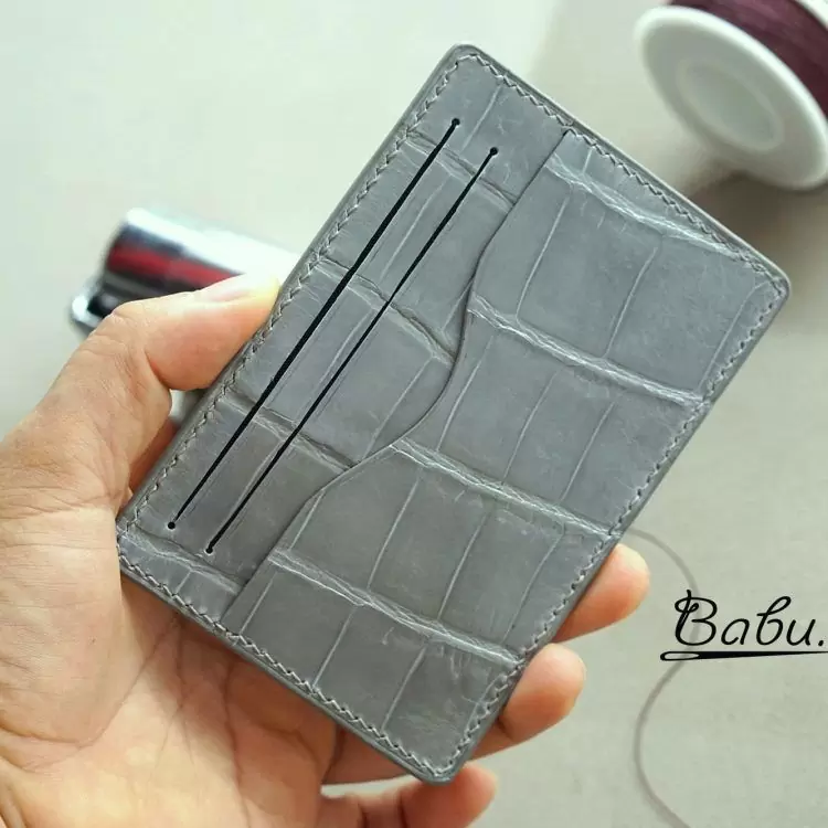 Ostrich Leather Card Holder, Handmade Ostrich credit card wallet MWL291