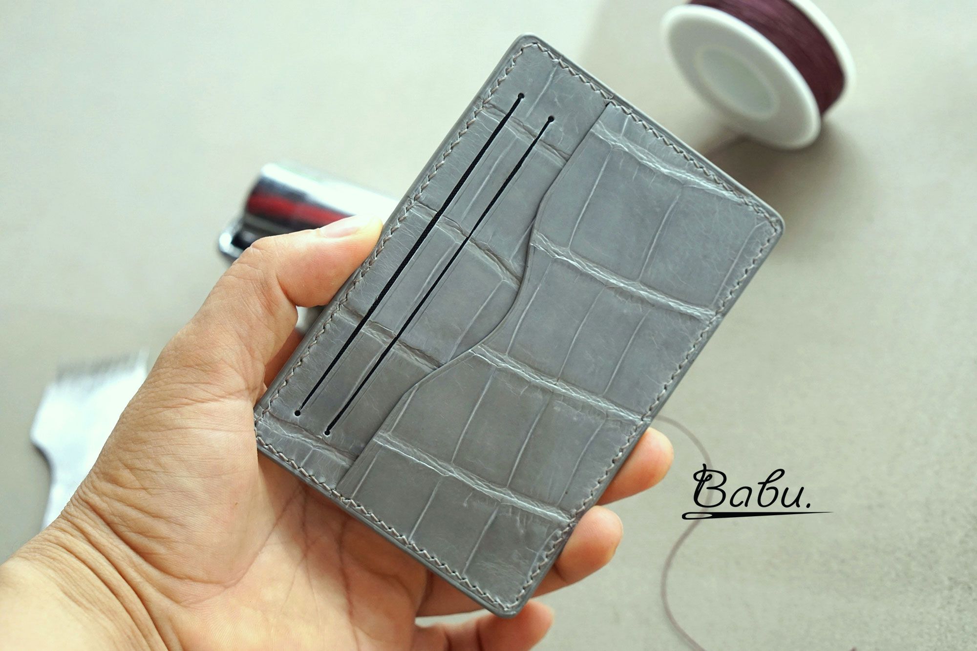 Premium Epi leather Credit Card Holder, Dark Green leather card wallet WL139