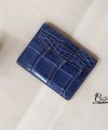 Navy Blue Alligator Credit Card Holder, Handmade leather card wallet MWL293