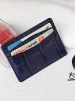 Navy Blue Alligator Credit Card Holder, Handmade leather card wallet MWL293