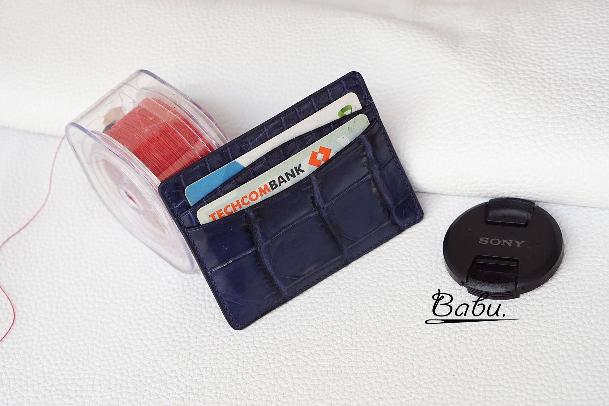 Mens Leather Credit Card Holder Navy