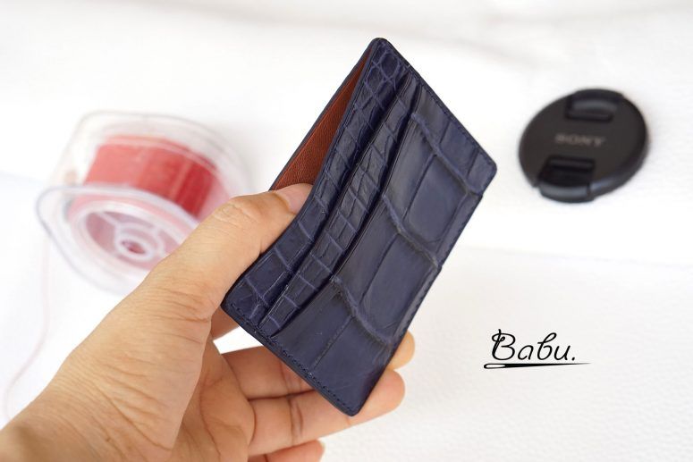 Mens Leather Credit Card Holder Navy