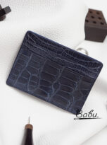 top quality alligator leather credit card holder in deep blue (2)