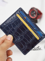 top quality alligator leather credit card holder in deep blue (6)