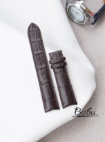 dark brown alligator leather watch band with curved lug ends (2)