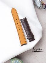 dark brown alligator leather watch band with curved lug ends (4)