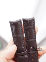 dark brown alligator leather watch band with curved lug ends (5)