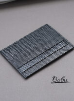 glossy black lizard leather card holder handmade (4)