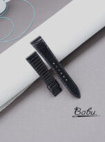 glossy black lizard leather watch band (1)