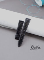 glossy black lizard leather watch band (2)