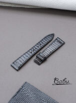 glossy black lizard leather watch band (3)