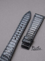 glossy black lizard leather watch band (4)