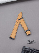 glossy black lizard leather watch band (5)