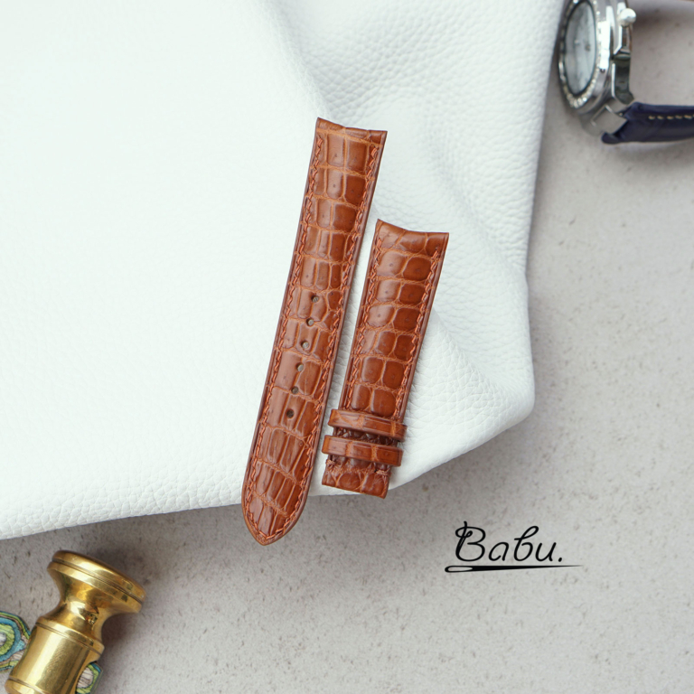 handmade curved end watch strap alligator leather 8