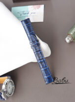 Patina blue alligator leather watch strap with quick release spring bars (1)