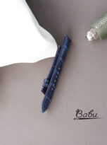 Patina blue alligator leather watch strap with quick release spring bars (4)