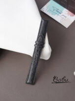 Black Ostrich body leather watch band handcrafted quick release pins (1)