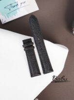 Black Ostrich body leather watch band handcrafted quick release pins (2)