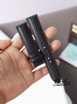 Black Ostrich body leather watch band handcrafted quick release pins (5)