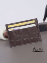 Dark brown alligator leather card holder handmade for men (1)