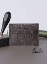 Dark brown alligator leather card holder handmade for men (2)