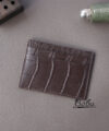 Dark Brown Alligator Card Holder, Handmade leather credit card wallet MWL302