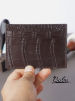 Dark brown alligator leather card holder handmade for men (5)