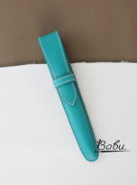 Epsom leather pen sleeve holder handmade in tiffany blue (2)
