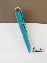 Epsom leather pen sleeve holder handmade in tiffany blue (3)