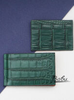 Green Alligator leather money clip handmade (1)