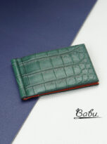 Green Alligator leather money clip handmade (2)