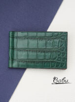 Green Alligator leather money clip handmade (6)