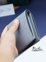 gray lizard leather wallet for men – handmade bifold wallet (1)