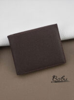 Handmade Togo calf leather bi fold wallet for men in dark brown (2)