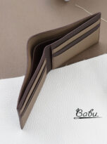 Handmade Togo calf leather bi fold wallet for men in dark brown (4)