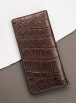 dark brown alligator long wallet handmade (2)