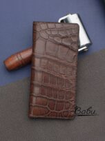 dark brown alligator long wallet handmade (4)