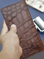 dark brown alligator long wallet handmade (7)