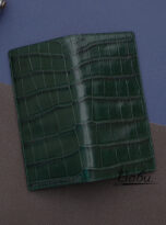 dark green alligator leather long wallet handmade (2)