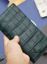 dark green alligator leather long wallet handmade (8)