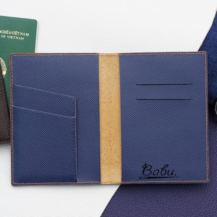 Epsom leather passport cover, Calf leather passport holder handcrafted PC016