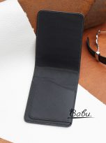 Minimalist leather wallet – Alligator cash holder wallet slim dark grey (3)